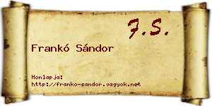 Frankó Sándor névjegykártya