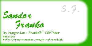 sandor franko business card